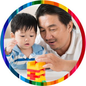 dad and son with blocks_rainbow circle 1024x1024