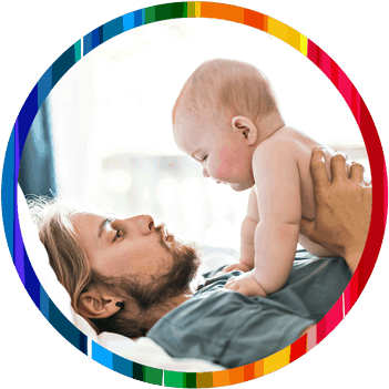 risehomevisitortrainingsubstanceabusedisorder351 Photo of man and baby representing the types of families home visitors serve with an enhanced understanding of substance use disorder gained after completing the RISE home visitor training.
