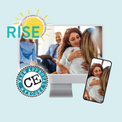 Logo of RISE: Recovery-Impact-Support-Empower online training for the home visitor enhancing their knowledge of substance use disorder.