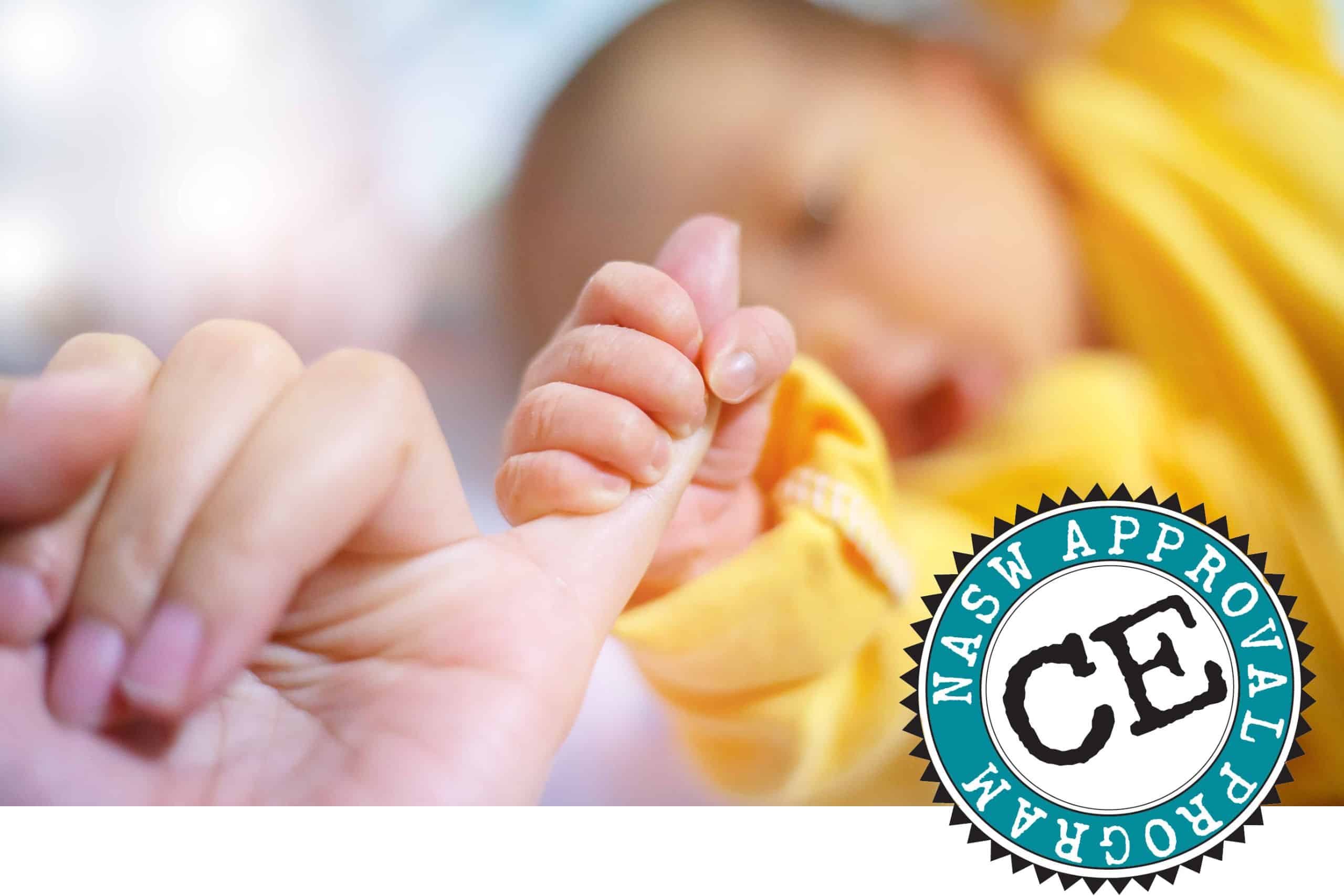 Photo of baby holding parents hand in the Great Kids Science of Attachment online course webpage.